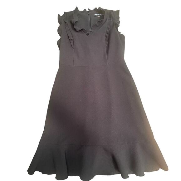 KARL LAGERFELD PARIS Black Ruffle Sleeveless Sheath Dress - Size 8 - Picture 13 of 16